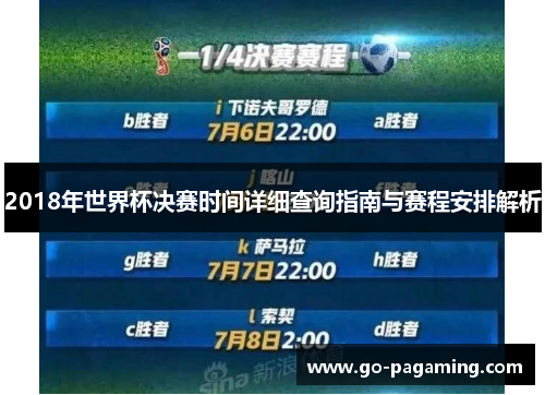 2018年世界杯决赛时间详细查询指南与赛程安排解析